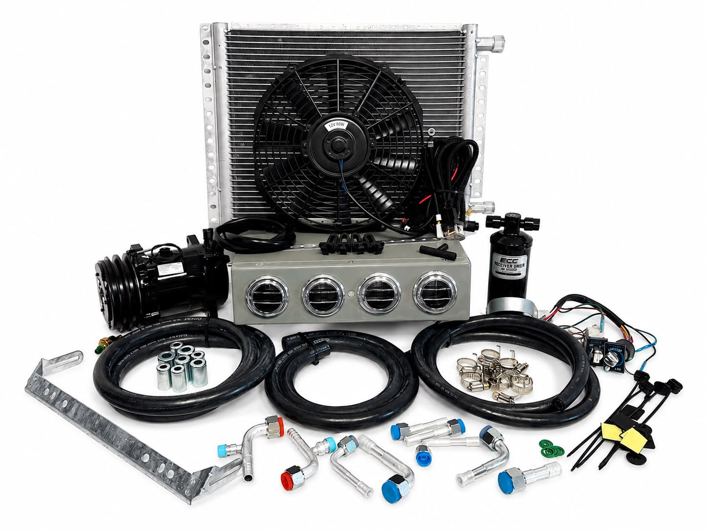 A/C KIT UNIVERSAL UNDER DASH EVAPORATOR 432-000 SH GREY COMPRESSOR 2A BLACK