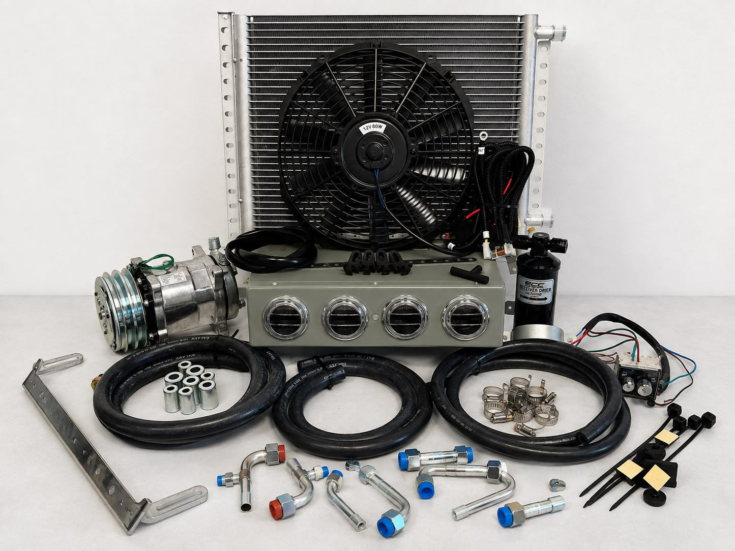 A/C KIT UNIVERSAL UNDER DASH EVAPORATOR 432-0 SH GREY COMPRESSOR 2A SILVER