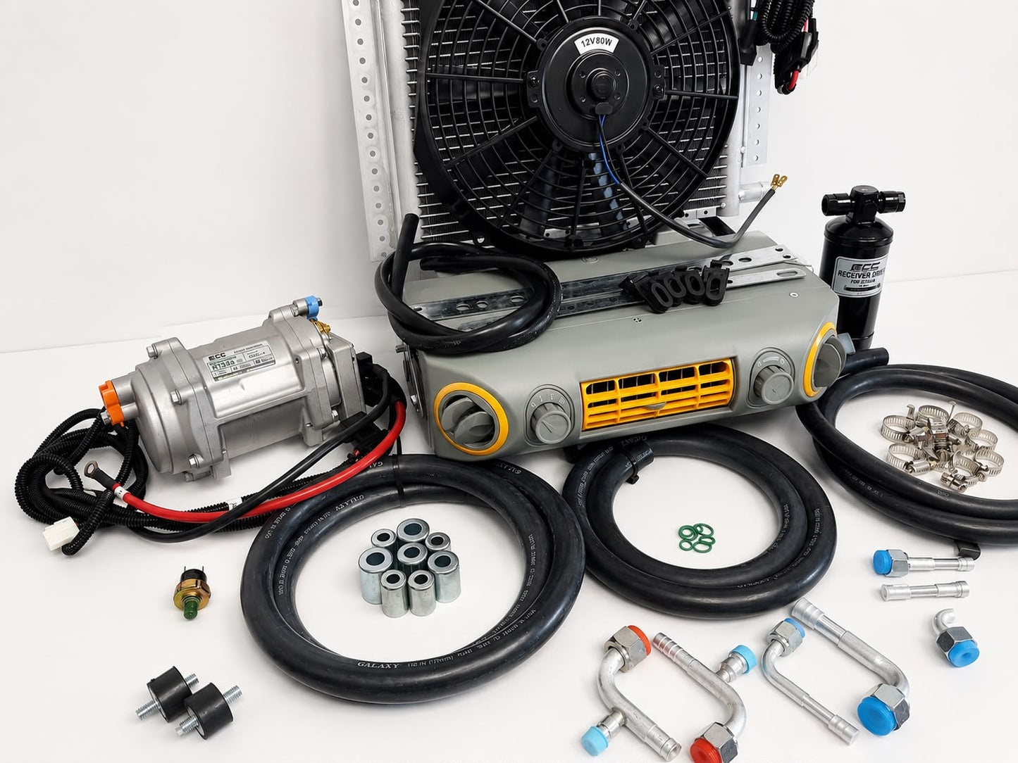 UNIVERSAL UNDERDASH EVAPORATOR A/C KIT 432-100GREY CONDENSER 20*12 ELECTRIC-C/O