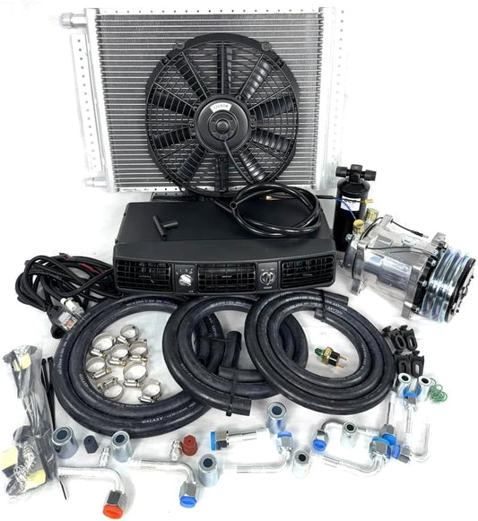 Universal UnderDash A/C Kit 202- 14X18 Condenser w/ Electric Harness, 2A-V Belt