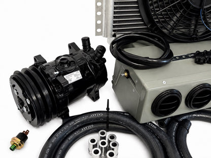 A/C KIT UNIVERSAL UNDER DASH EVAPORATOR 432 SHG VENTS BLACK COMPRESSOR 2A BLACK