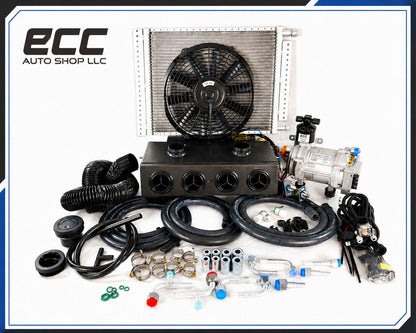 A/C KIT HEAT & COOL 404 WITH 2 AUXILIARY DEFROSTER BLACK VENT 100% ELECTRIC