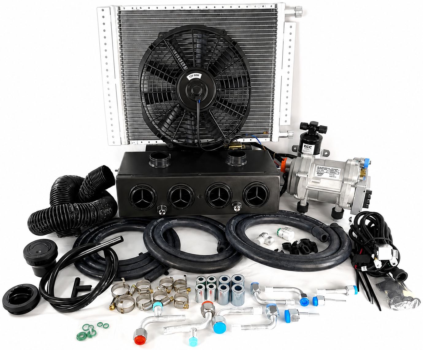 A/C KIT ELECTRIC 12 VOLTS HEAT & COOL 404 BLACK VENT DEFROSTER SW