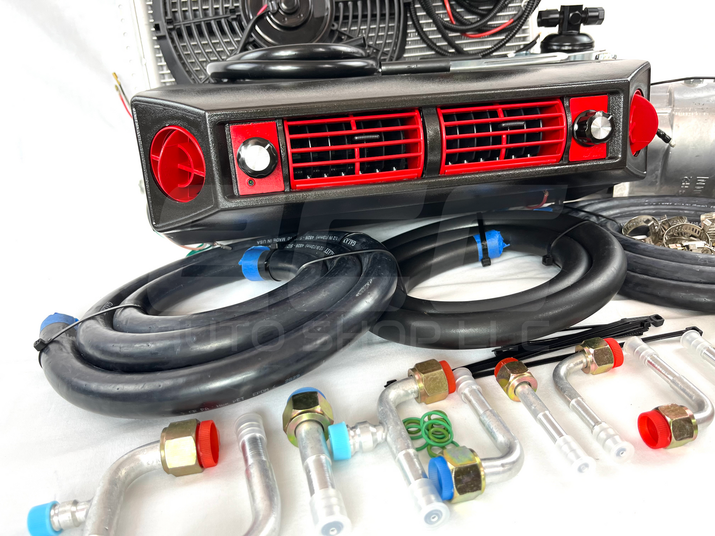 A/C KIT UNIVERSAL UNDERDASH EVAPORATOR 404-1 RED 12V WITH ELECTRICAL HARNESS