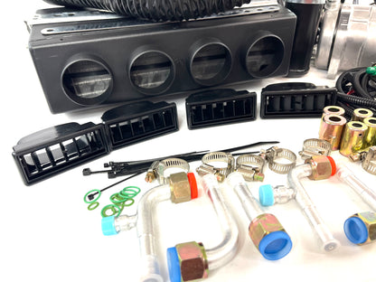 NEW A/C-KIT UNDER DASH EVAPORATOR COMPRESSOR 404 HEAT & COOL DDBL 12 V ELECTRIC COMPRESSOR