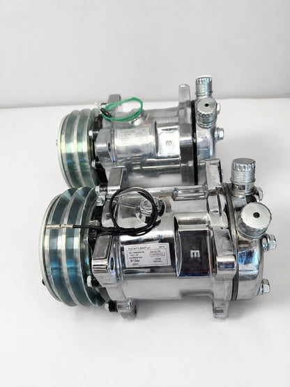 A/C Compressor-Sanden Style 2A Groove Pulley 12v coil - COLOR CHROME-SILVER