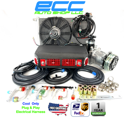 A/C KIT UNIVERSAL UNDERDASH EVAPORATOR 432-100 RED  12V WITH ELECTRICAL HARNESS