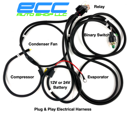 A/C KIT UNIVERSAL UNDERDASH EVAPORATOR BEU 404-100 12V WITH ELECTRICAL HARNESS