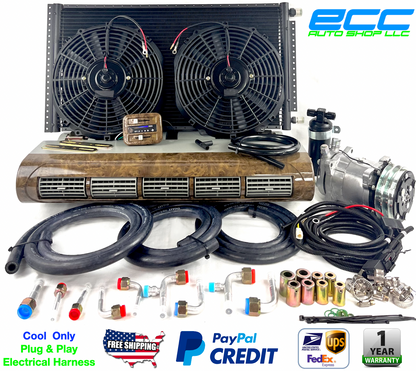 A/C KIT UNIVERSAL UNDER DASH EVAPORATOR BEU 228-100 WALNUT 12V ELEC HARNESS E ECC AUTO SHOP LLC
