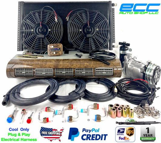 A/C KIT UNIVERSAL UNDER DASH EVAPORATOR BEU 228-100 WALNUT 12V ELEC HARNESS E ECC AUTO SHOP LLC