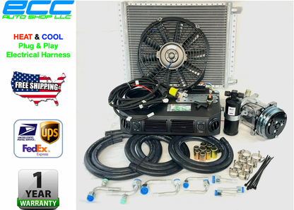 Universal Underdash AC Air Conditioning Evaporator Kit Hose Compressor Heat Cool
