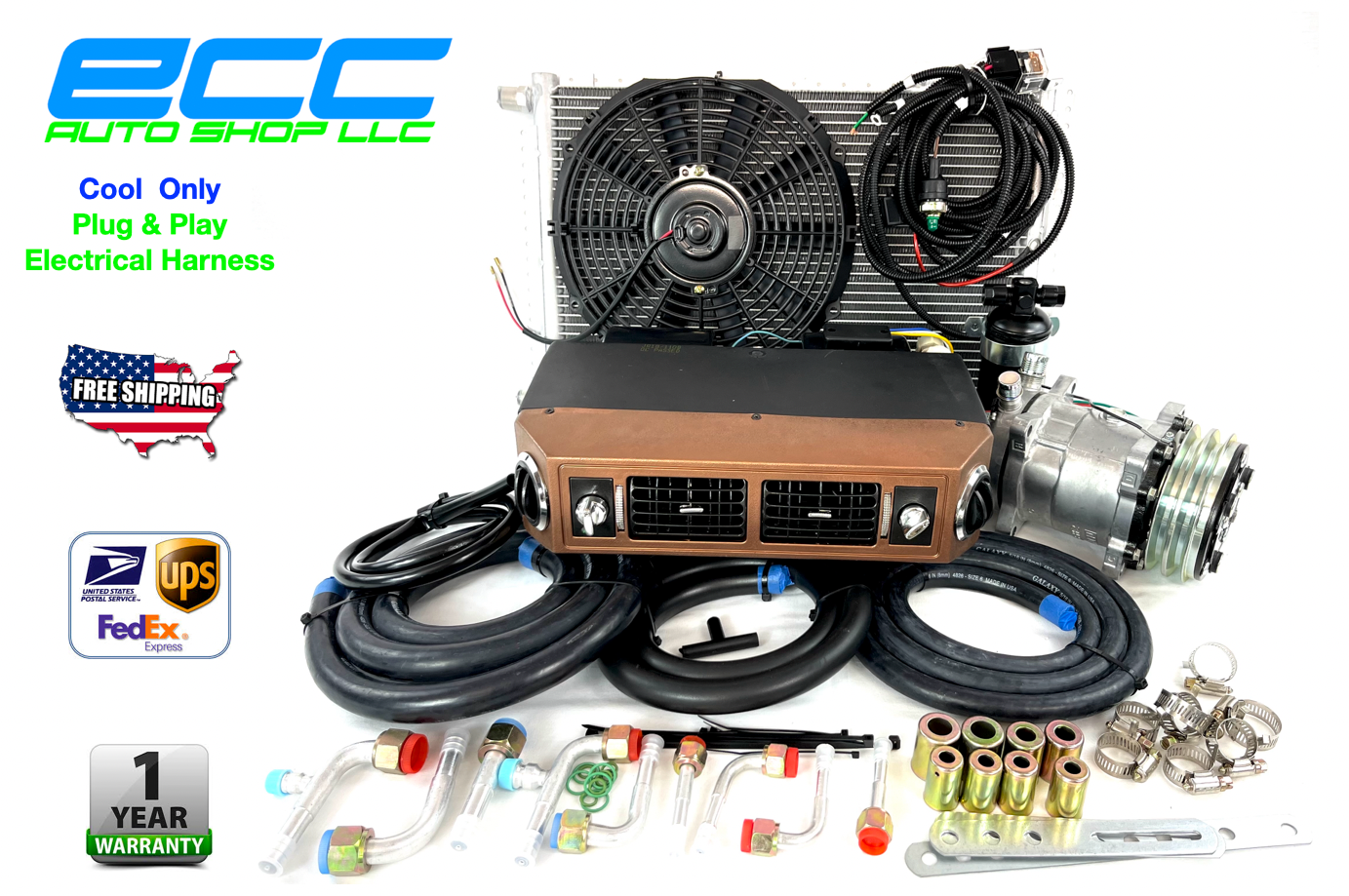 A/C KIT UNIVERSAL UNDER DASH EVAPORATOR 432-100 WALNUT FINISH 14X16 CONDENSER E