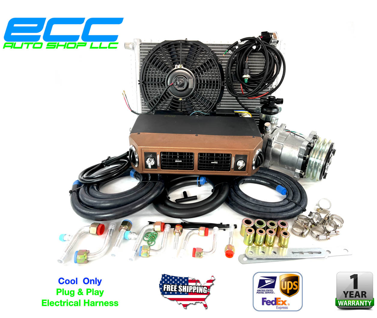 A/C KIT UNIVERSAL UNDER DASH EVAPORATOR 432-100 WALNUT FINISH 12X14 CONDENSER