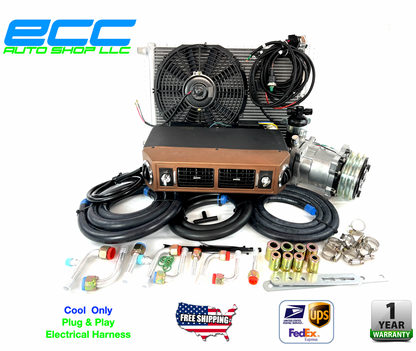 A/C KIT UNIVERSAL UNDER DASH EVAPORATOR 432-100 WALNUT FINISH 12X14 CONDENSER