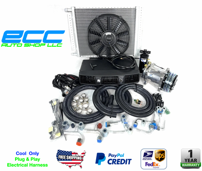Universal UnderDash A/C Kit 202 12X16 Condenser w/ Electric Harness, 2A-V Belt