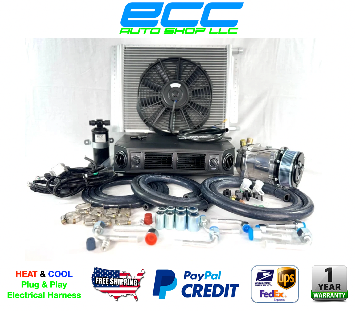 A/C KIT UNIVERSAL UNDERDASH EVAPORATOR HEAT & COOL 404-100 SERPENTINE PULLEY PV8