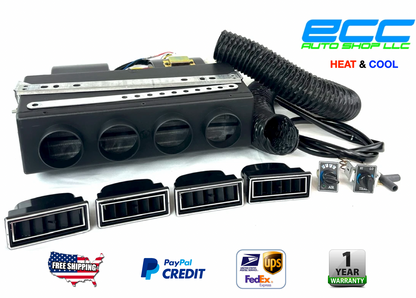 Universal Under Dash A/C Air Conditioning Evaporator Heat Cool Kit 4 Rect Louver