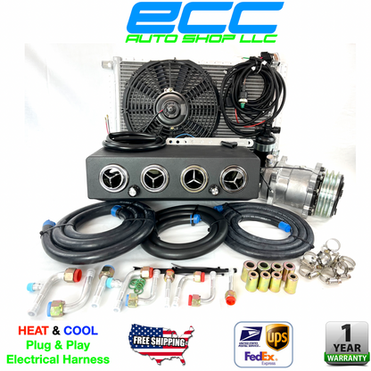 Universal Underdash A/C Kit 404 12V Chrome Finish Premium Evaporator 2A-V BELT