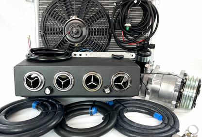 Universal Underdash A/C Kit 404 12V Chrome Finish Premium Evaporator 2A-V BELT