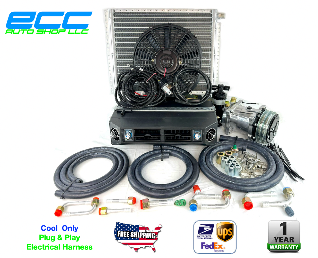 New A/C universal kit underdash compressor complete air conditioner 12V