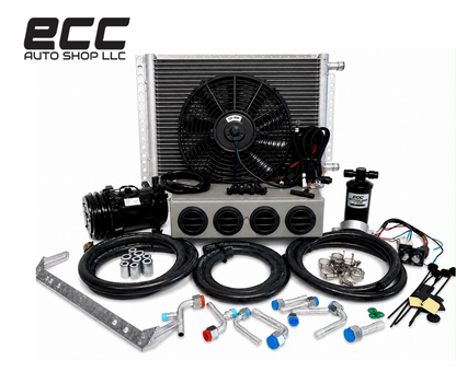 A/C KIT UNIVERSAL UNDER DASH EVAPORATOR 432 SHG VENTS BLACK COMPRESSOR 2A BLACK