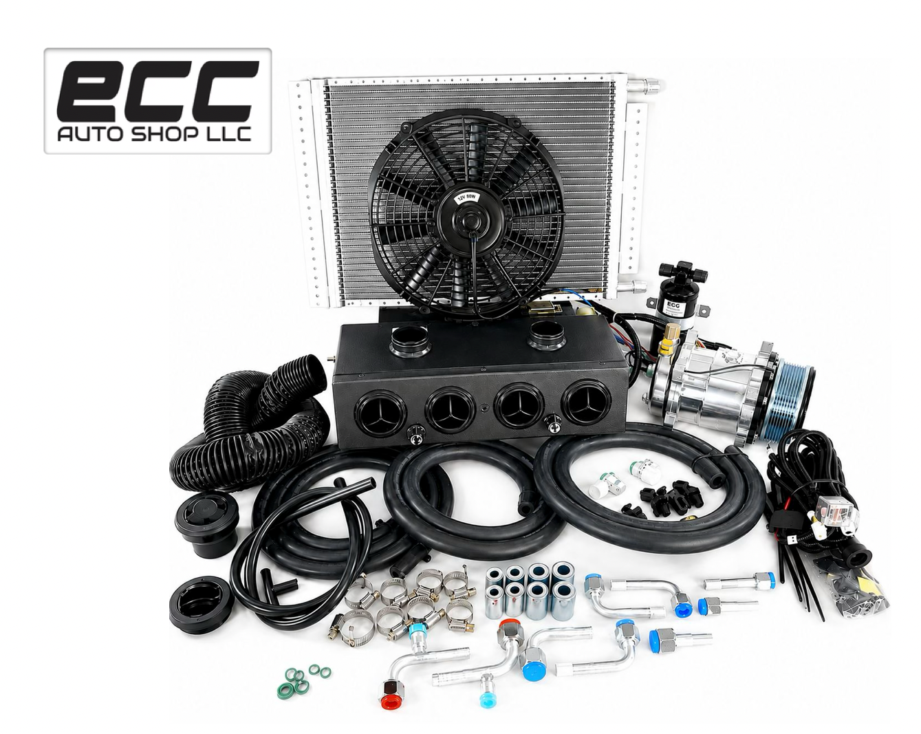 A/C KIT UNIVERSAL UNDER DASH H &C 404-0 BLACK VENTS DEFROSTER VENT PV8 SW