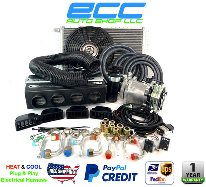 NEW A/C-KIT UNDER DASH EVAPORATOR COMPRESSOR 404 HEAT & COOL DDBL & ELEC HARNESS