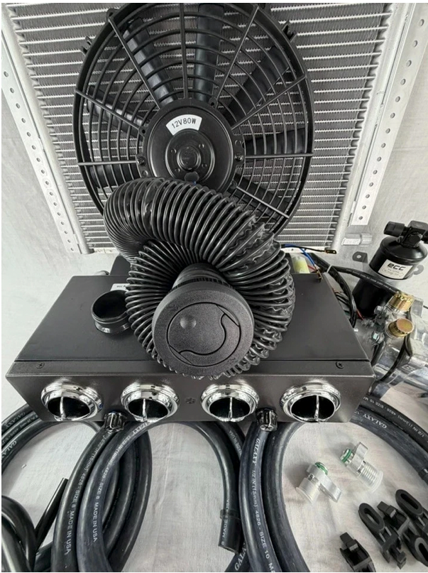 Universal Underdash A/C Kit 404 12V Chrome Finish Premium Evaporator 2A-V BELT