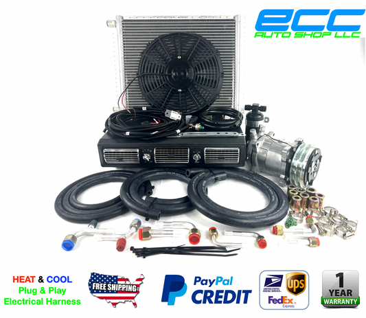 UNIVERSAL A/C KIT UNDER DASH EVAPORATOR 450-100B 8PK PULLEY HEAT & COOL