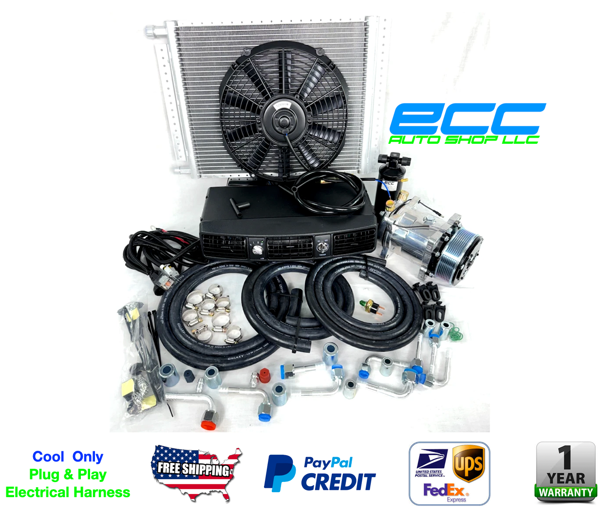 A/C KIT UNIVERSAL UNDERDASH 202-100 HOT ROD 14H x 16L CONDENSER PV8 SERPENTINE