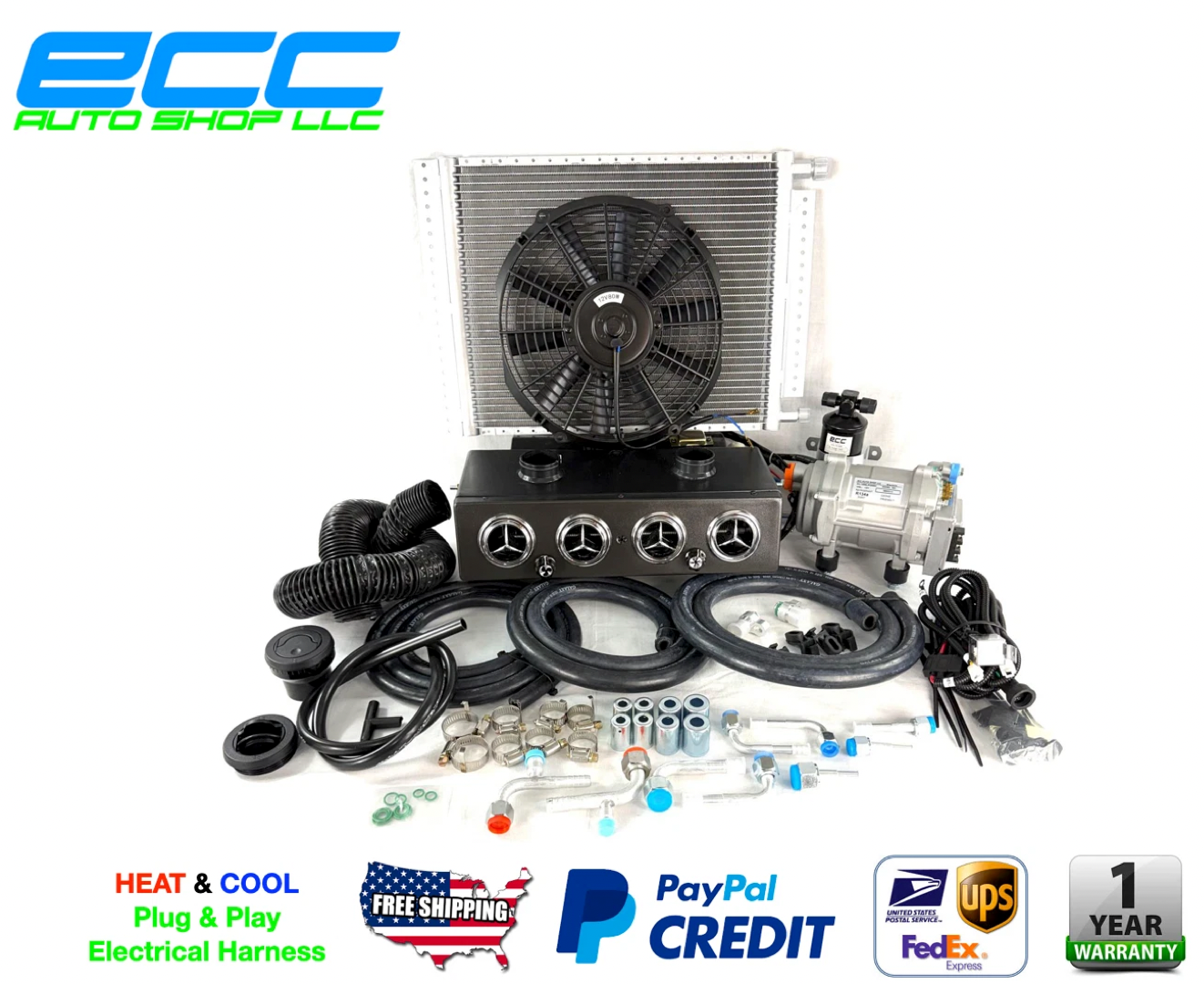 A/C KIT ELECTRIC 12 VOLTS HEAT & COOL 404 WITH 2 AUXILIARY DEFROSTER VENT SW