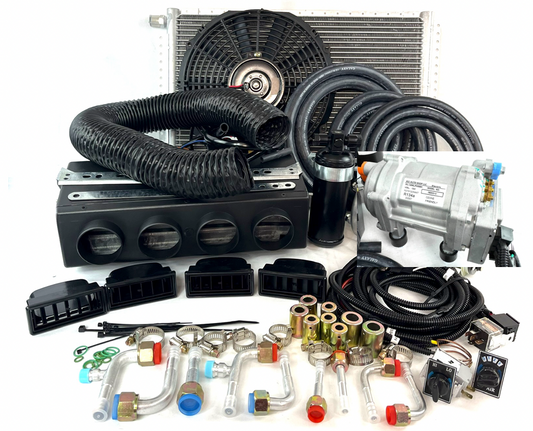NEW A/C-KIT UNDER DASH EVAPORATOR COMPRESSOR 404 HEAT & COOL DDBL 12 V ELECTRIC COMPRESSOR