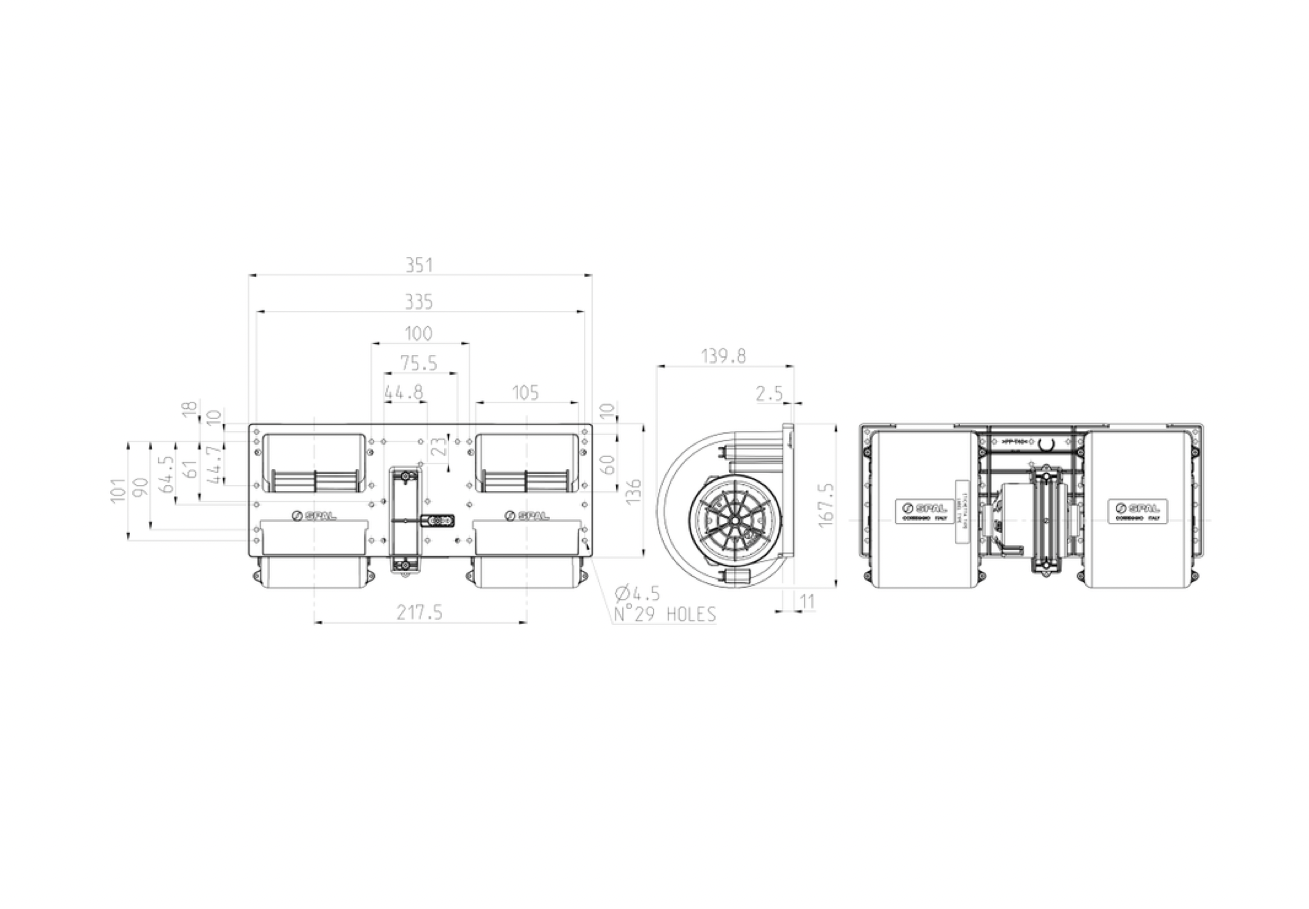SPAL 006-B45-22 24V Double-Wheel Centrifugal Blower Assembly OEM SPAL BRAND NEW