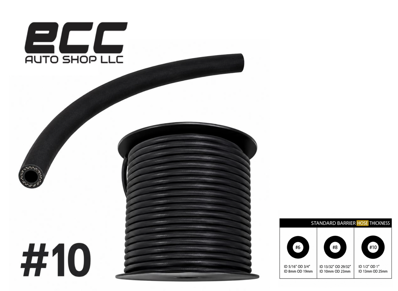 5 FT - Universal Auto A/C Hose #10, 1/2'' I.D., 1'' O.D.