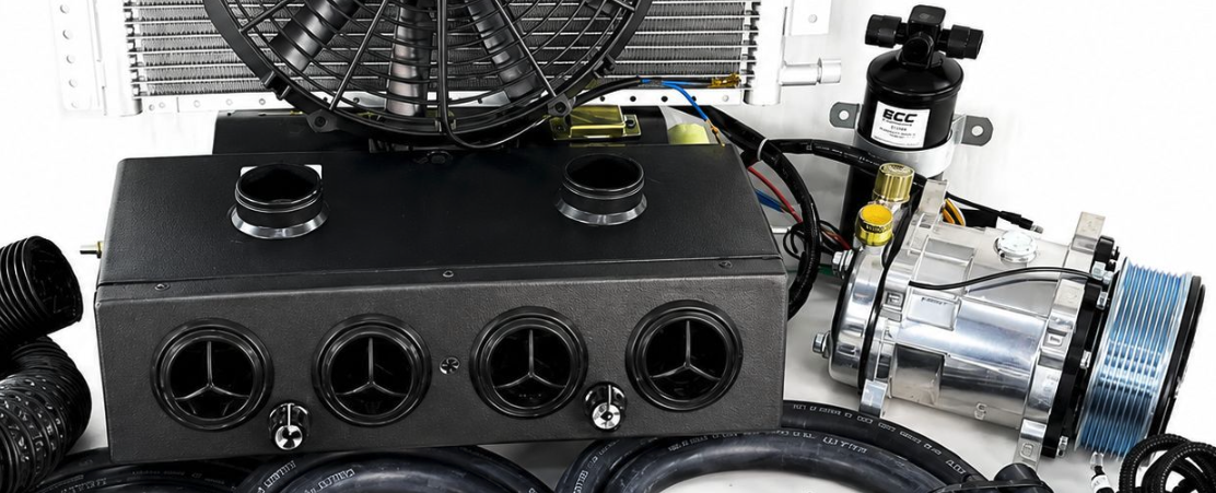A/C KIT UNIVERSAL UNDER DASH H &C 404-0 BLACK VENTS DEFROSTER VENT PV8 SW