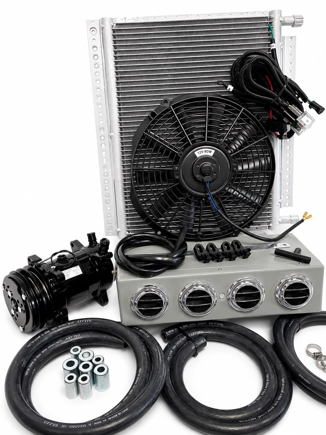 A/C KIT UNIVERSAL UNDER DASH EVAPORATOR 432-0 SHG CONDENSER 20*12-COMPRE2ABLACK