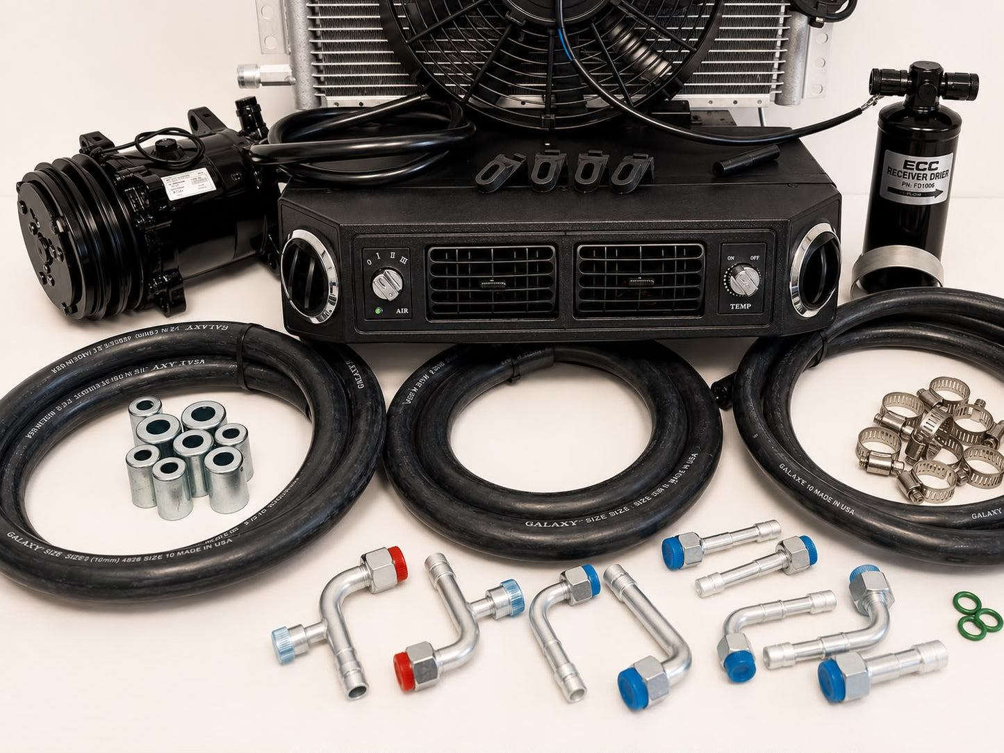 A/C KIT UNIVERSAL UNDERDASH EVAPORATOR 432-100 H/C 12V COMPRESSOR 2A-BLACK