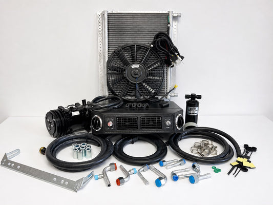 A/C KIT UNIVERSAL UNDERDASH EVAPORATOR 406-100 H/C 12V CONDENSER 20*12 COMPRESSOR 2A BLACK