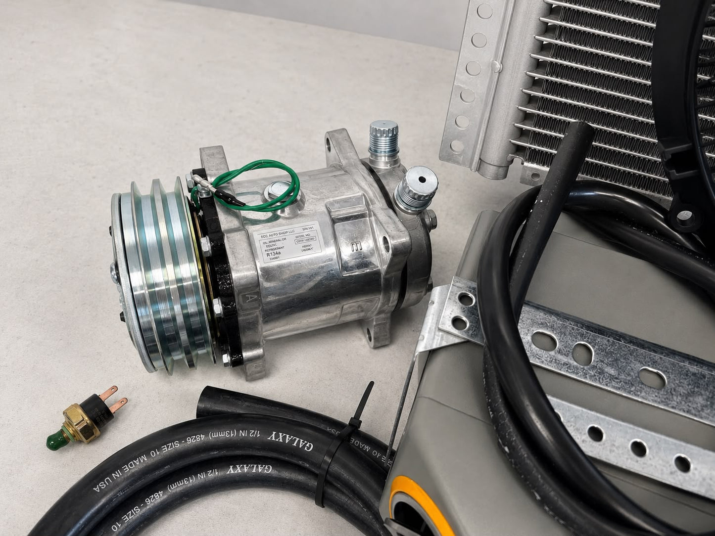 A/C KIT UNIVERSAL UNDERDASH 432-10 GREY CONDENSER 20X12 C/O COMPRESSOR 2A SILVER