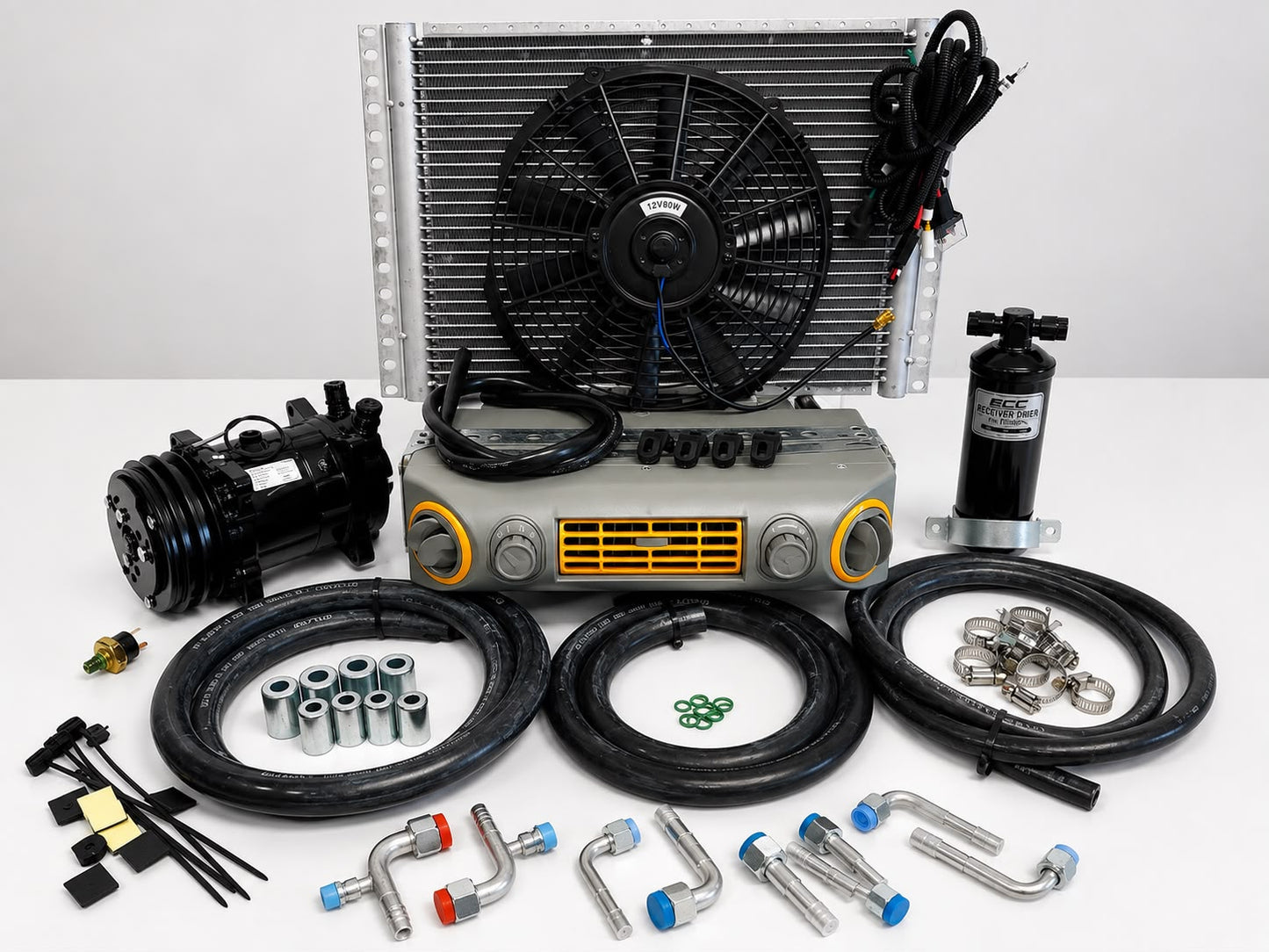 A/C KIT UNIVERSAL UNDERDASH 432-10 GREY COOL ONLY COMPRESSOR 2A BLACK 12VOLT