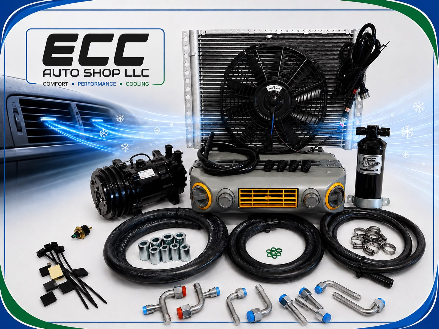A/C KIT UNIVERSAL UNDERDASH 432-10 GREY COOL ONLY COMPRESSOR 2A BLACK 12VOLT