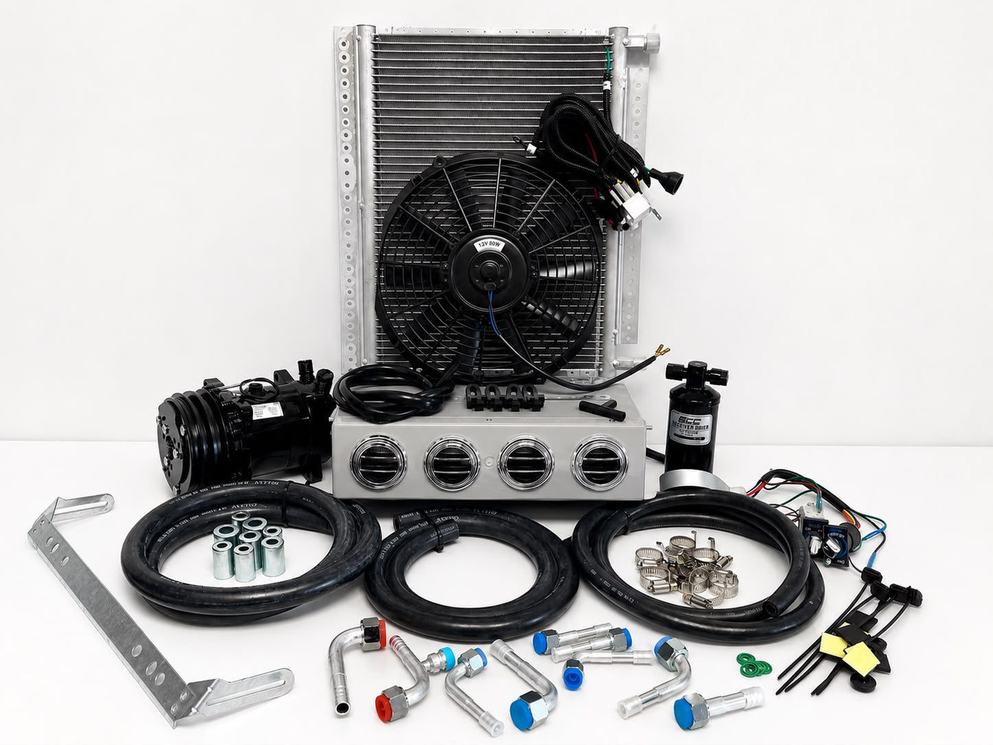 A/C KIT UNIVERSAL UNDER DASH EVAPORATOR 432-0 SHG CONDENSER 20*12-COMPRE2ABLACK
