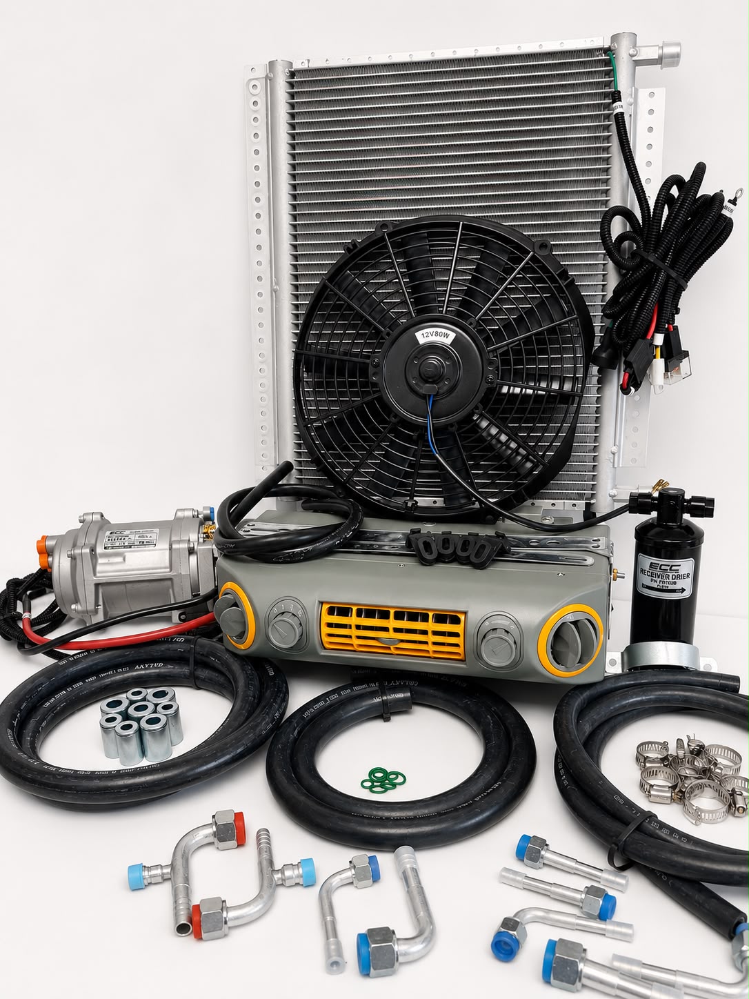 UNIVERSAL UNDERDASH EVAPORATOR A/C KIT 432-100GREY CONDENSER 20*12 ELECTRIC-C/O
