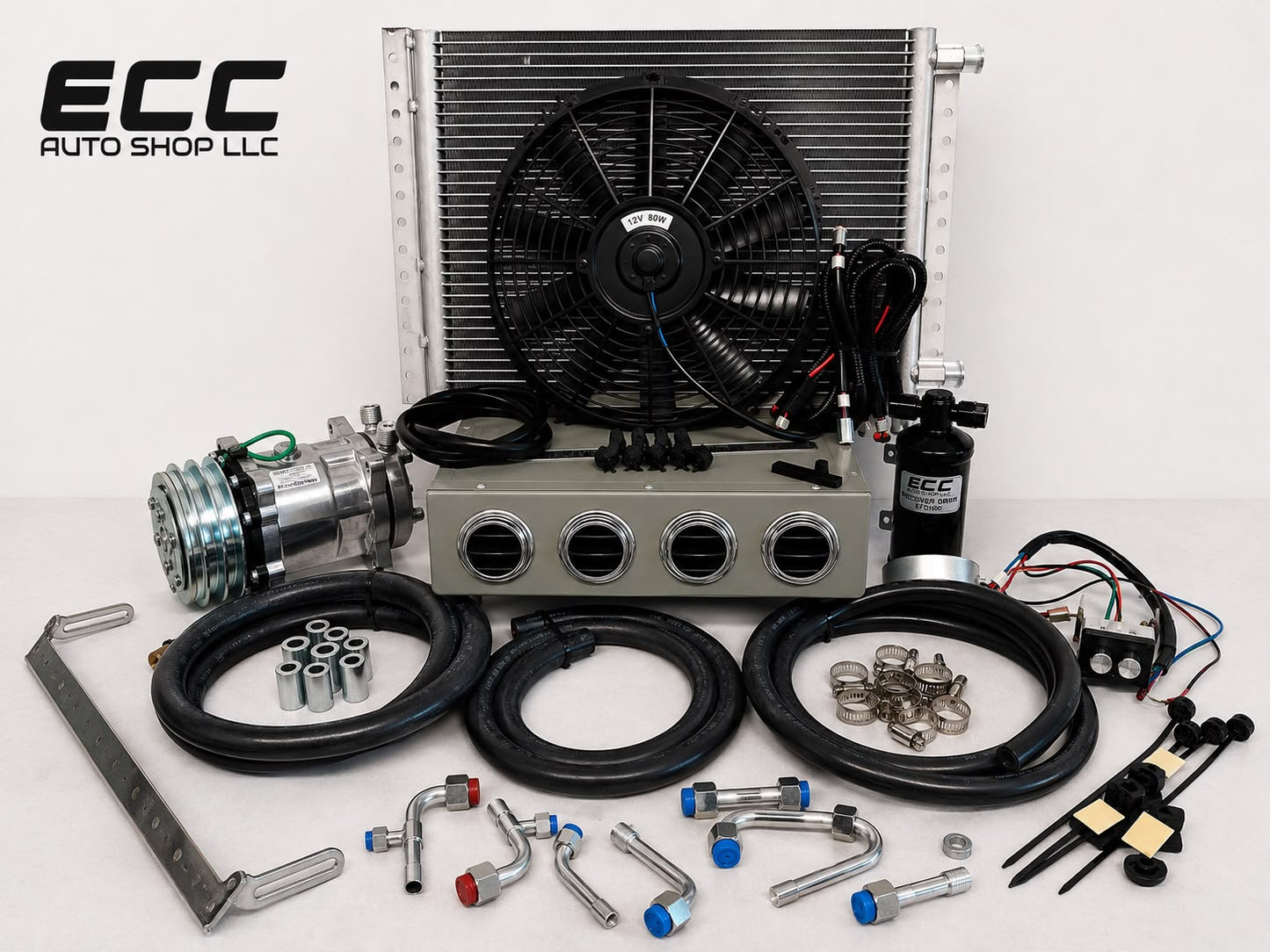 A/C KIT UNIVERSAL UNDER DASH EVAPORATOR 432-0 SH GREY COMPRESSOR 2A SILVER
