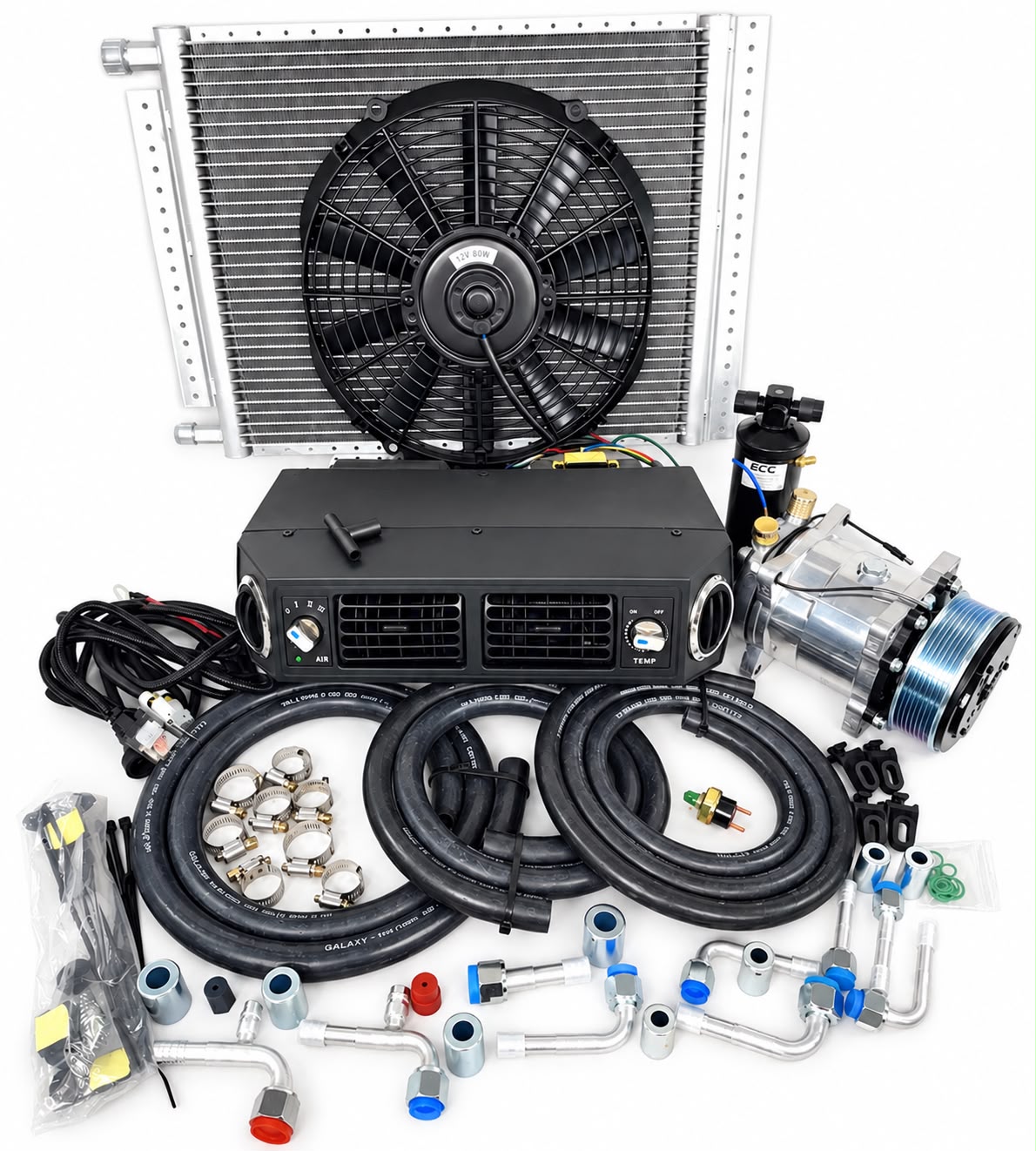 NEW A/C KIT UNIVERSAL UNDER DASH -SERPENTINE COMPRESSOR KIT AIR CONDITIONER 12V